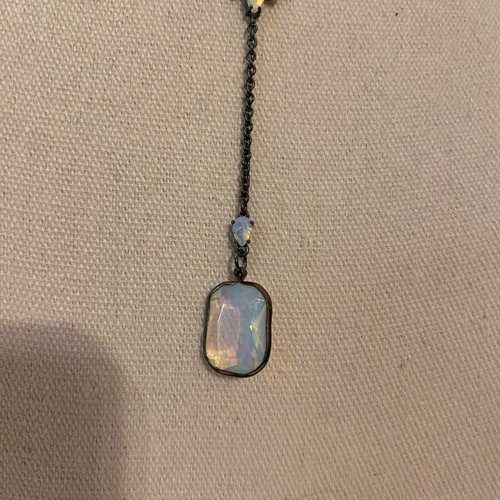 Women's signed Suen Black Chain Lariat Necklace with Opalescent Pendant - Picture 4 of 8